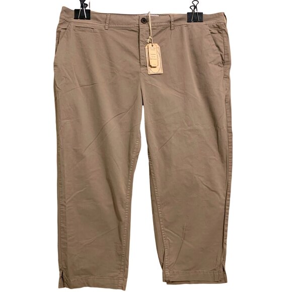 FAT FACE FARNHAM Chino Capris Pearwood Brown Cotton/Elastane Sz 14L NWT - Picture 1 of 13